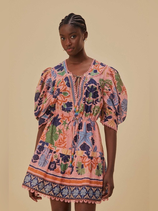 FARM Rio Dresses & Skirts - Seashell Tapestry Pink Mini Dress